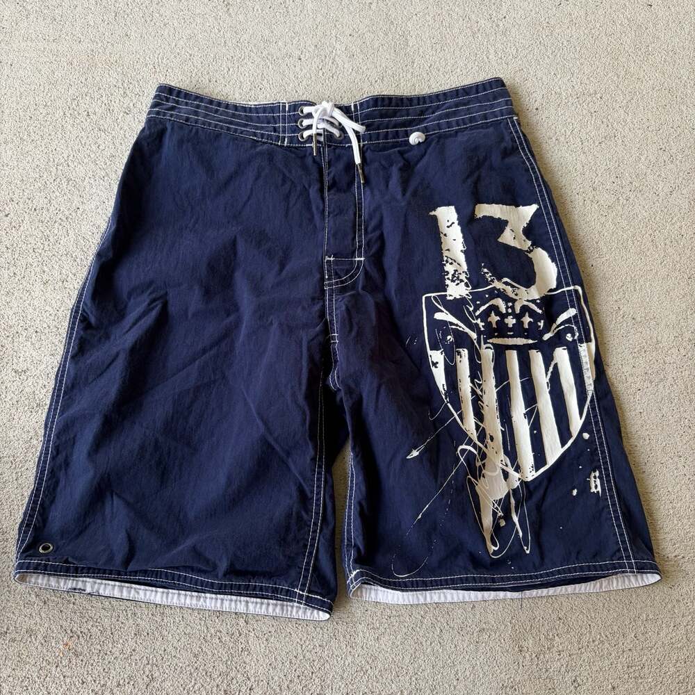 Y2K Polo Ralph Lauren Vintage Navy Board Shorts Size 30